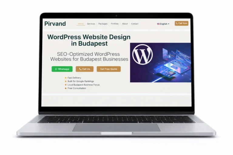WordPress website design in Budapest displayed on a laptop screen